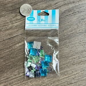 NEW Ofray Colorful Square Mosaic Tiles 4pc Pack Blue Purple Green